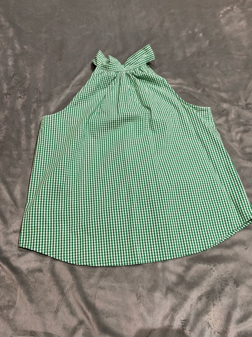 J. Crew Factory Green Gingham Halter Top